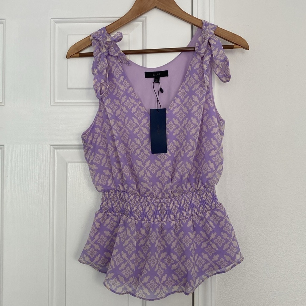 Eclair NWT lavender sleeveless top with smocked waist.